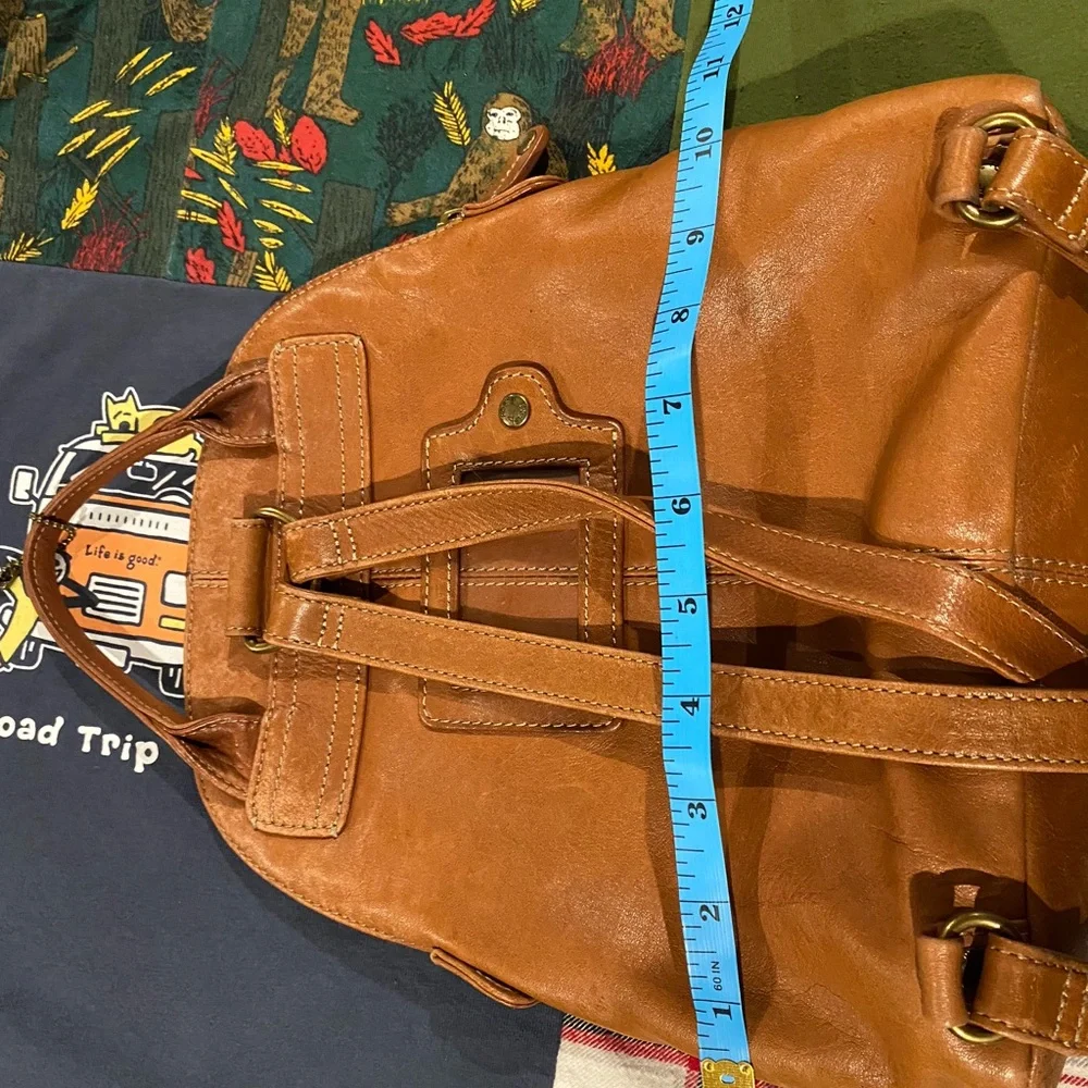 Set 2 Fossil Tan Leather Satchel Backpacks, 1 lg 1 sm